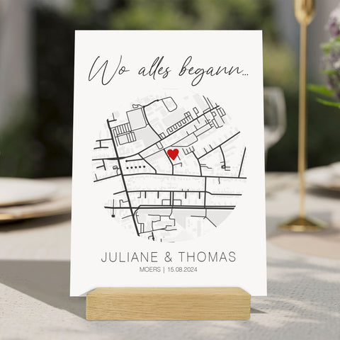 Holzschild "Wo alles begann" - Personalisiertes Geschenk mit Wunschkoordinaten