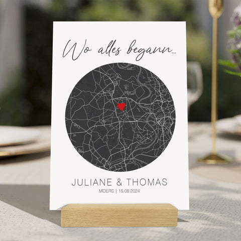 Holzschild "Wo alles begann" - Personalisiertes Geschenk mit Wunschkoordinaten