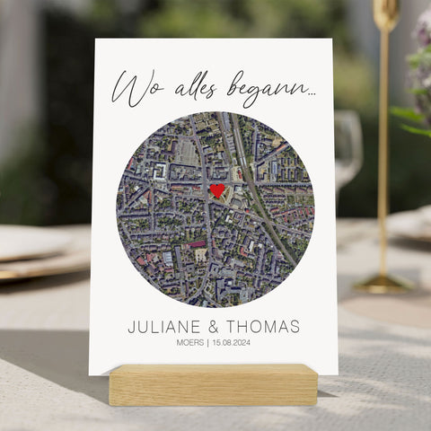 Holzschild "Wo alles begann" - Personalisiertes Geschenk mit Wunschkoordinaten