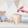 Spardose aus Holz - Regenbogen - mit Namen personalisiert