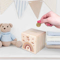 Spardose aus Holz - Regenbogen - mit Namen personalisiert