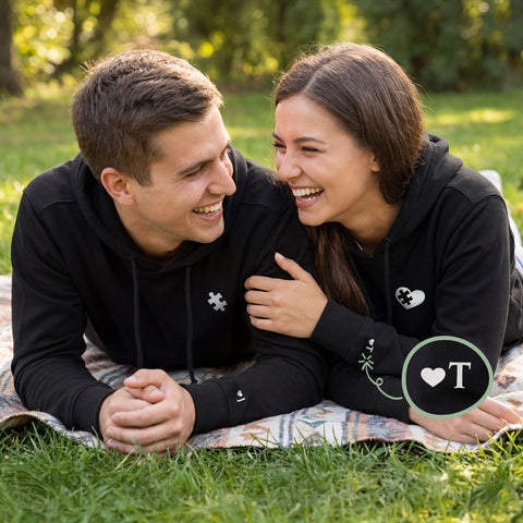 Partnerhoodies - Puzzleteil - Personalisiertes Hoodie Set mit Buchstabe im Partnerlook