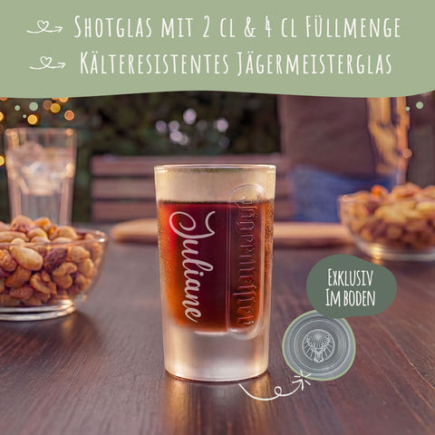 Jägermeister Shot Gläser - 1er & 6er Set - Personalisierte Schnapsgläser mit Name