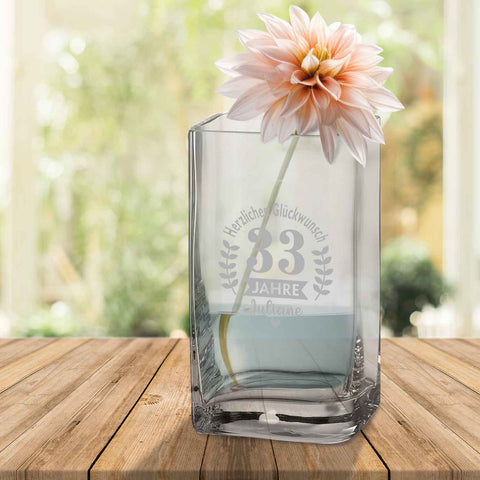 Blumenvase mit Gravur - Herzlichen Glückwunsch