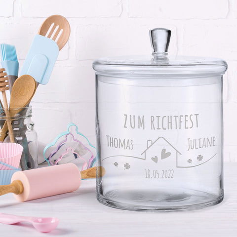 Leonardo Keksglas mit Gravur "Zum Richtfest"