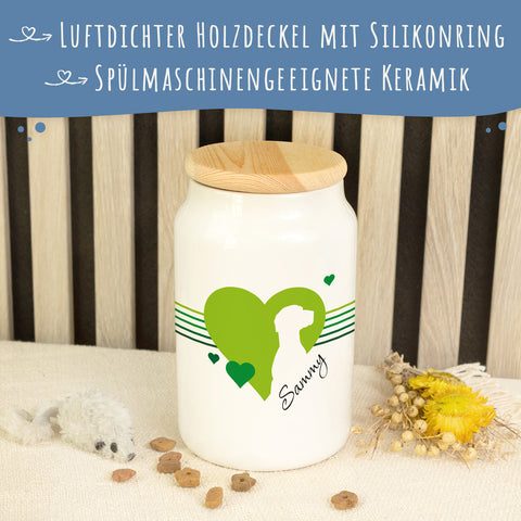 Leckerlidose für deine Haustiere - Herz Silhouette - Personalisiert mit Namen