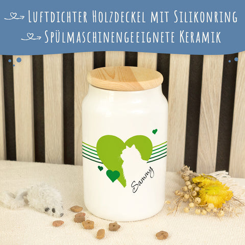 Leckerlidose für deine Haustiere - Herz Silhouette - Personalisiert mit Namen