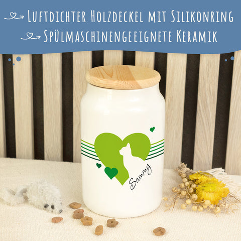 Leckerlidose für deine Haustiere - Herz Silhouette - Personalisiert mit Namen