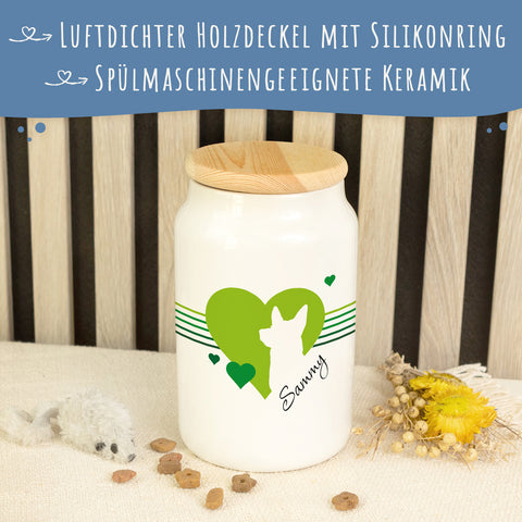 Leckerlidose für deine Haustiere - Herz Silhouette - Personalisiert mit Namen