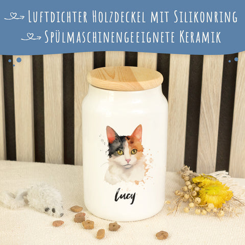 Leckerlidose für dein Haustier - Katzenrassen - Personalisiert mit Namen