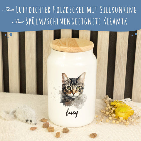 Leckerlidose für dein Haustier - Katzenrassen - Personalisiert mit Namen
