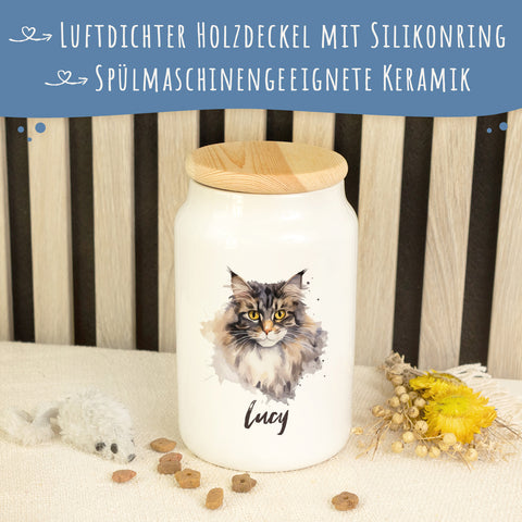 Leckerlidose für dein Haustier - Katzenrassen - Personalisiert mit Namen