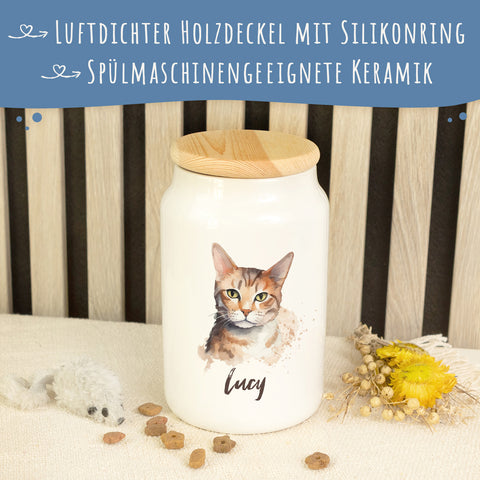 Leckerlidose für dein Haustier - Katzenrassen - Personalisiert mit Namen