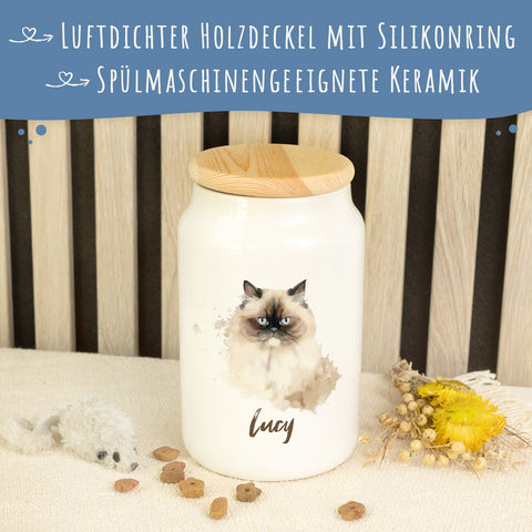 Leckerlidose für dein Haustier - Katzenrassen - Personalisiert mit Namen