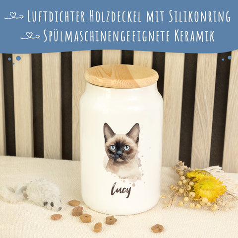 Leckerlidose für dein Haustier - Katzenrassen - Personalisiert mit Namen