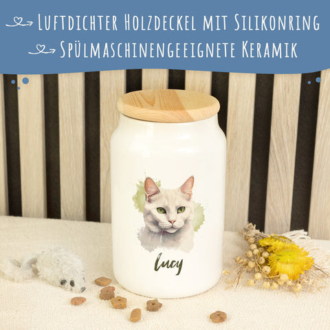 Leckerlidose für dein Haustier - Katzenrassen - Personalisiert mit Namen