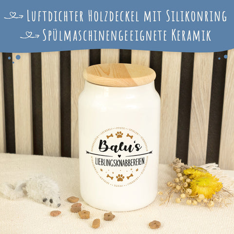 Leckerlidose für deine Haustiere - Lieblingsknabbereien - Personalisiert mit Namen