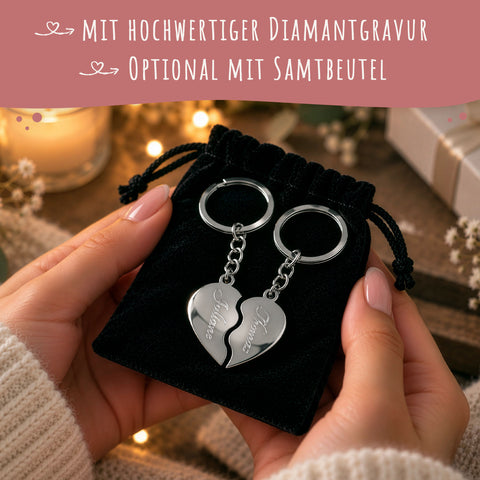 Liebesset: Rotes Liebesschloss + Herzschlüsselanhänger