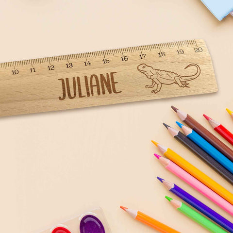 Personalisiertes Lineal mit Gravur - Zur Einschulung mit Zoo Motiven