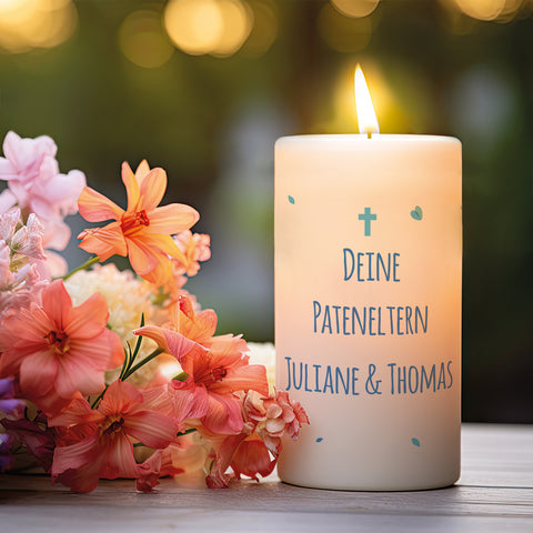 Kleine Kerze "Lebensbaum" - Taufkerze mit Namen, Datum & Wunschtext