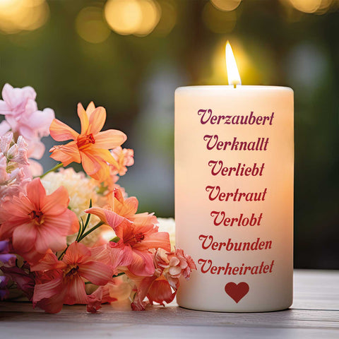 Kleine Kerze "Verzaubert Verknallt Verliebt"