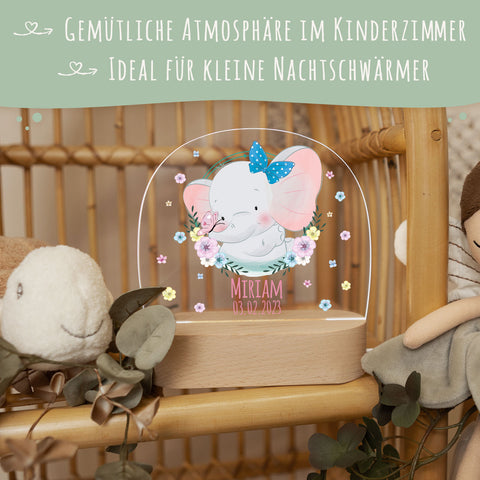 Kinder LED Nachtlicht mit Sockel aus Holz - "Blumenkreis" GRAVURZEILE – Bild 50