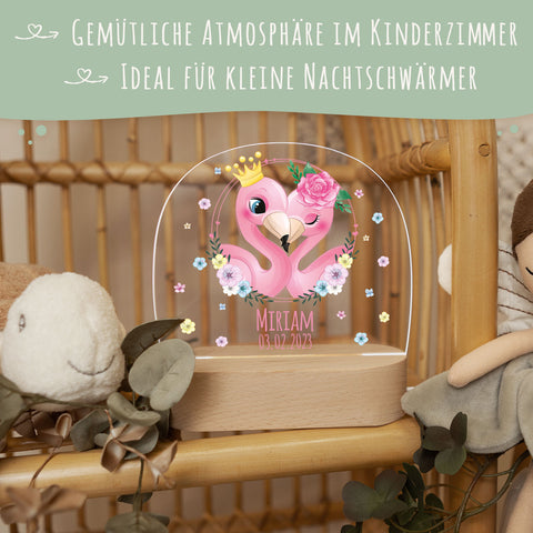 Kinder LED Nachtlicht mit Sockel aus Holz - "Blumenkreis" GRAVURZEILE – Bild 5