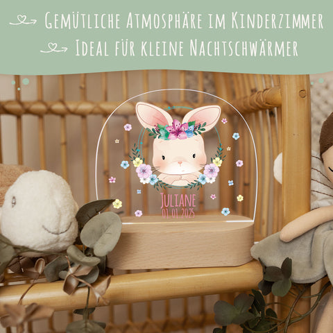 Kinder LED Nachtlicht mit Sockel aus Holz - "Blumenkreis" GRAVURZEILE – Bild 20