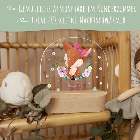 Kinder LED Nachtlicht mit Sockel aus Holz - "Blumenkreis" GRAVURZEILE – Bild 25
