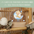 Kinder LED Nachtlicht mit Sockel aus Holz - "Mond Tiere" GRAVURZEILE – Bild 10