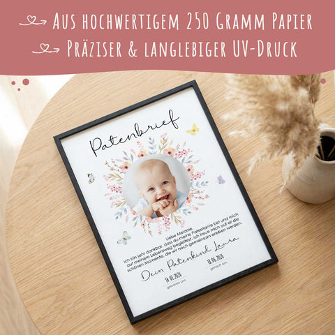 Personalisiertes Poster - Patenbrief - Personalisiertes Geschenk mit Foto