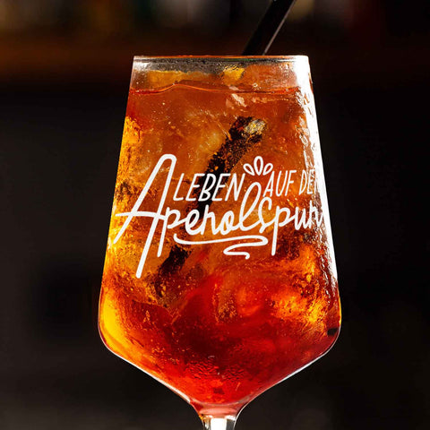Leonardo Weinglas mit Gravur - "Leben auf der Aperolspur"