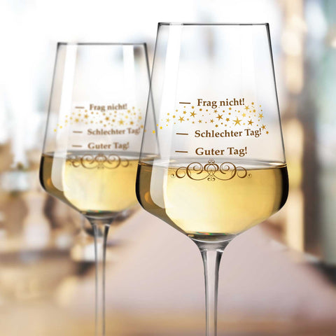 Leonardo Weingläser mit UV-Druck - Schlechter Tag, Guter Tag im Set