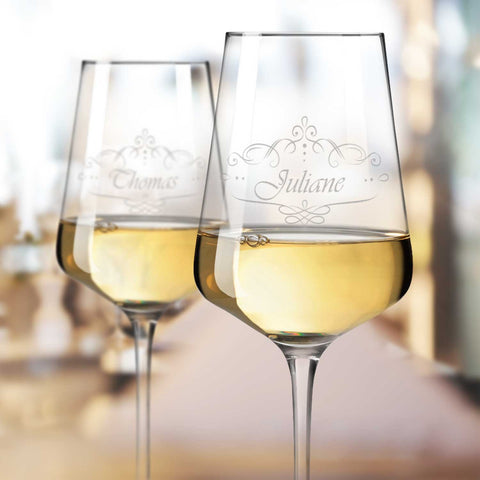 Leonardo Puccini Weißweingläser "Vintage Weinranke" mit Namen im Set