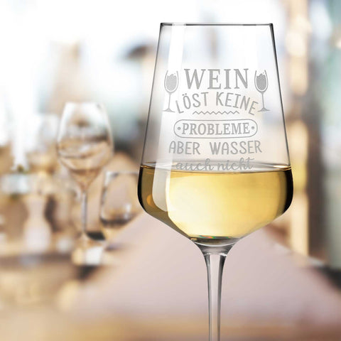 Leonardo Weinglas mit Gravur "Wein löst keine Probleme"