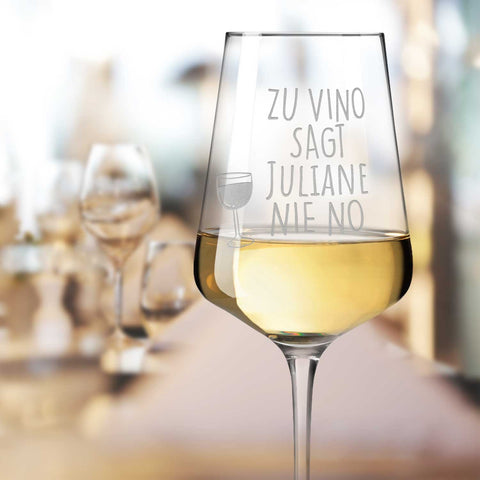 Leonardo Weinglas mit Gravur "Zu Vino sag ich nie no" mit Namen