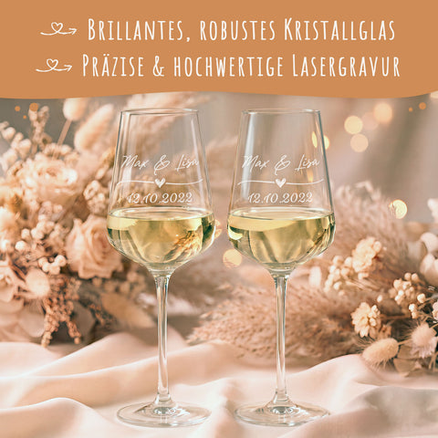 Leonardo Gläser mit Gravur im "Wedding Love" Design als Set