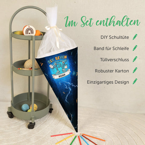 Bedruckte Schultüte mit Namen - Six Seven