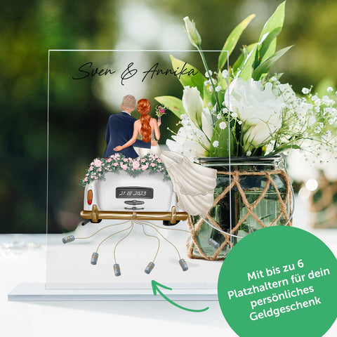 Hochzeitsgeschenk personalisiertes Acrylglas mit Konfiguration - Geldgeschenk zur Hochzeit