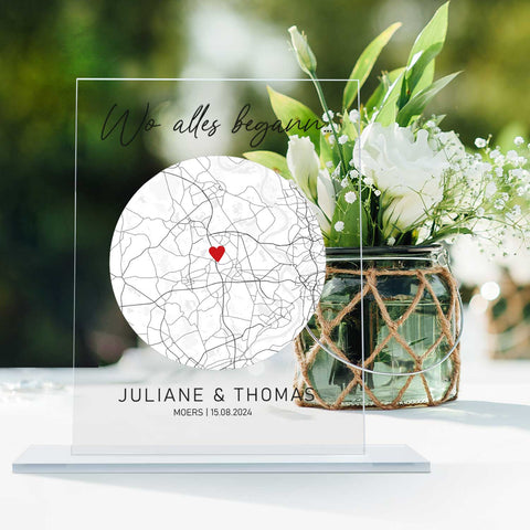 Personalisiertes Acrylglas mit dem Motiv "Wo alles begann"