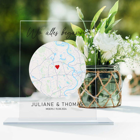 Personalisiertes Acrylglas mit dem Motiv "Wo alles begann"