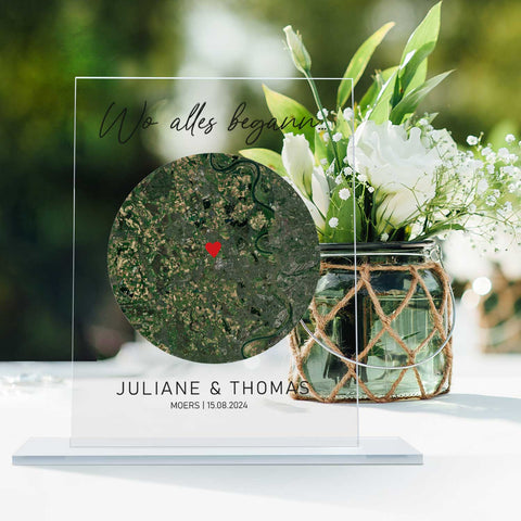 Personalisiertes Acrylglas mit dem Motiv "Wo alles begann"