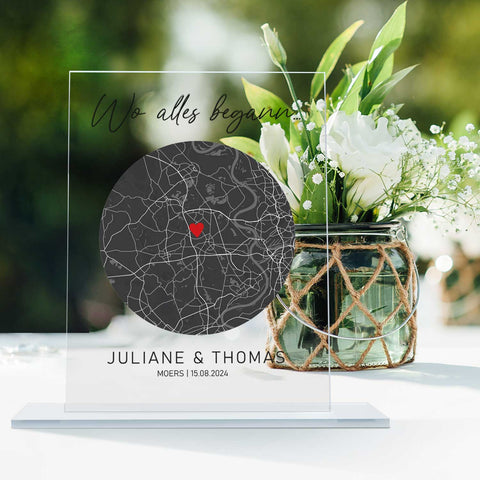 Personalisiertes Acrylglas mit dem Motiv "Wo alles begann"