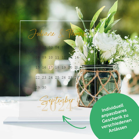 Kalender auf Acrylglas - Personalisiertes Geschenk mit Namen & Datum
