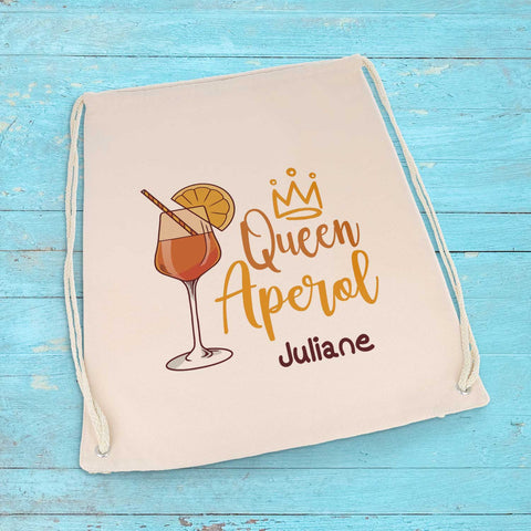 Bedruckter Turnbeutel im Queen Aperol Design