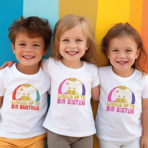 Bedrucktes T-Shirt für Kinder - Leveled up Big Sister