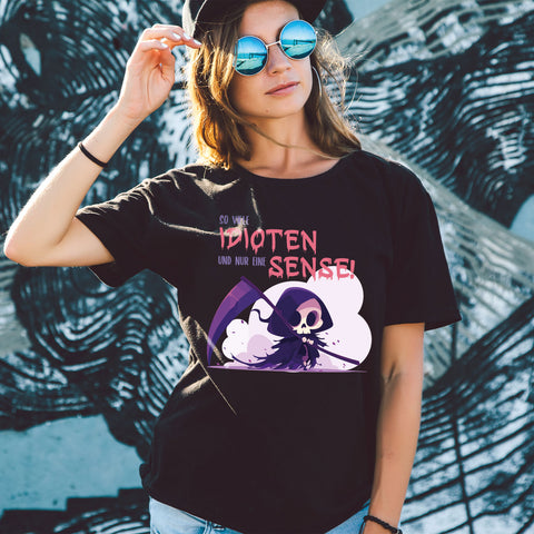 Bedrucktes T-Shirt für Damen - So viele Idioten