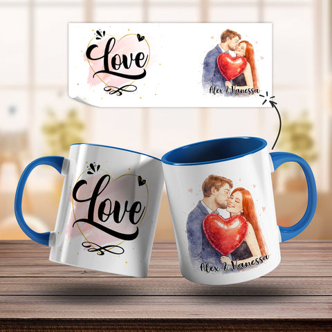 Bedruckte Tasse im Aquarell Stil - Foto Pärchen - Personalisiert mit eigenem Bild