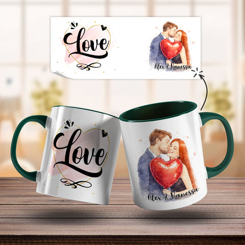 Bedruckte Tasse im Aquarell Stil - Foto Pärchen - Personalisiert mit eigenem Bild