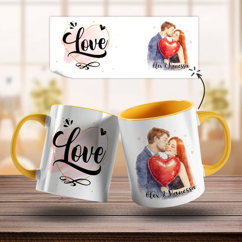 Bedruckte Tasse im Aquarell Stil - Foto Pärchen - Personalisiert mit eigenem Bild